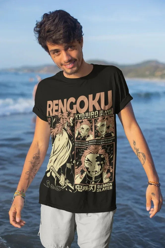 Rengoku Vintage Demon Slayer Gym Shirt